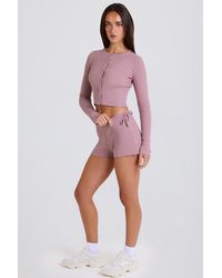 BO+TEE - Ribbed Knit Tie Mini Shorts - Lyst