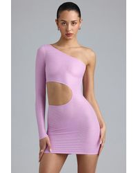 Oh Polly - Metallic Cut-Out One-Shoulder Mini Dress - Lyst