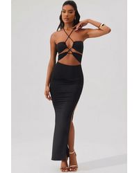 Oh Polly - Cut Out Halter Neck Floor Length Maxi Dress - Lyst