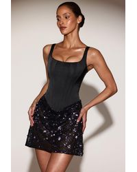 Oh Polly - Satin Corset Embellished Skirt Mini Dress - Lyst