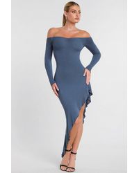 Oh Polly - Long Sleeve Off-The-Shoulder Modal Cashmere Blend Maxi Dress - Lyst