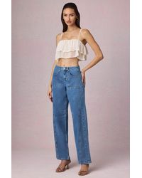 Oh Polly - Mid-Rise Barrel-Leg Jeans - Lyst