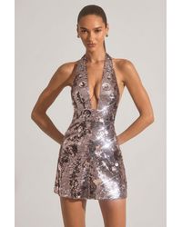 Oh Polly - Sequin-Embellished Halterneck Mini Dress - Lyst