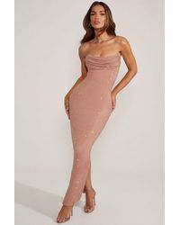 Oh Polly - Embellished Bandeau Cowl Neck Maxi Dress - Lyst