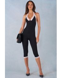 Oh Polly - Modal Lace-Trim Capri Jumpsuit - Lyst