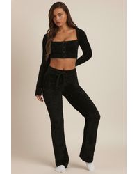 Oh Polly - Fluffy Knit Wide-Leg Trousers - Lyst