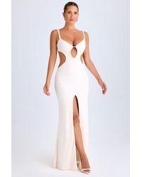 Oh Polly - Ruffle-Appliqué Cut-Out Maxi Dress - Lyst