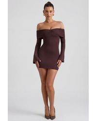 Oh Polly - Modal-Cashmere Blend Off-Shoulder Ruched Mini Dress - Lyst