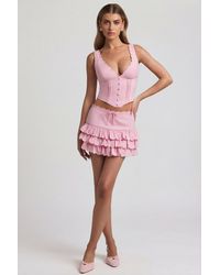 Oh Polly - Layered Ruffled Low-Rise Mini Skirt - Lyst
