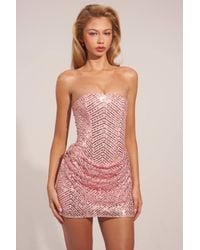 Oh Polly - Embellished Draped Strapless A-Line Mini Dress - Lyst