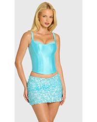 Oh Polly - Satin Lace-Up Corset Top - Lyst