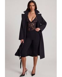 Oh Polly - Sheer Lace Scalloped Plunge-Neck Bodysuit - Lyst