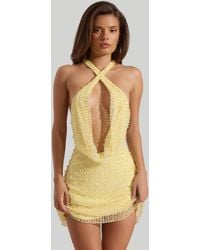 Oh Polly - Embellished Cowl-Neck Backless Mini Dress - Lyst