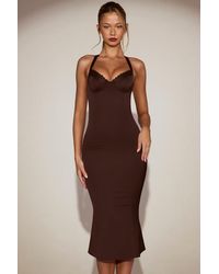 Oh Polly - Satin Sweetheart Bustier Fishtail Midaxi Dress - Lyst