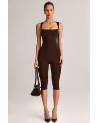 Oh Polly - Modal Square-Neck Bodycon Capri Jumpsuit - Lyst