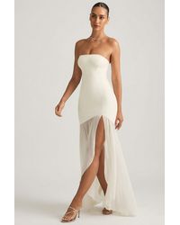 Oh Polly - Asymmetric Strapless Fishtail Maxi Dress - Lyst