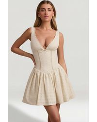 Oh Polly - Broderie Anglaise Bow-Detail A-Line Mini Dress - Lyst