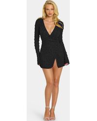 Oh Polly - Embellished Wrap Over A-Line Mini Dress - Lyst