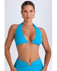 Oh Polly - Plunge Hardware-Detail Halterneck Crop Top - Lyst