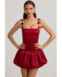 Oh Polly - Bow-Detail Ruched Bubble Hem Mini Dress - Lyst