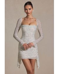 Oh Polly - Embellished Draped Cowl-Neck Mini Dress - Lyst