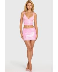 Oh Polly - Sequin Lace Mid-Rise Mini Skirt - Lyst