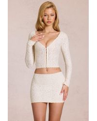 Oh Polly - Lace Plunge Cardigan - Lyst
