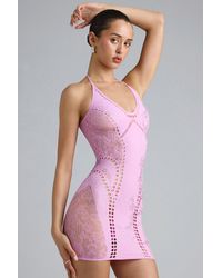Oh Polly - Embellished Halterneck Mini Dress - Lyst