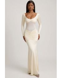 Oh Polly - Bow-Detail Ruched Maxi Dress - Lyst