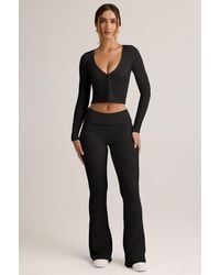 Oh Polly - Modal Ribbed Foldover Flared Trousers - Lyst