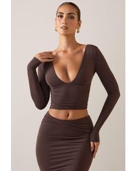 Oh Polly - Modal Plunge Long-Sleeve Top - Lyst