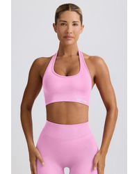 BO+TEE - Define Luxe Halterneck Sports Bra - Lyst