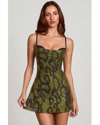Oh Polly - Embellished Cowl Neck A-Line Mini Dress - Lyst