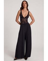 Oh Polly - Soft Jersey Mid-Rise Wide-Leg Trousers - Lyst