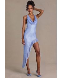 Oh Polly - Embellished Plunge Asymmetric Maxi Dress - Lyst
