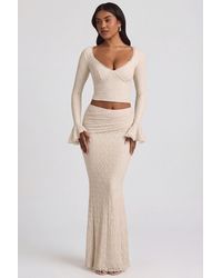 Oh Polly - Draped Low-Rise Lace Maxi Skirt - Lyst