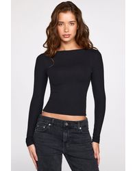 Oh Polly - Ribbed Modal Ruched Long-Sleeve Top - Lyst