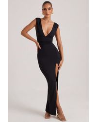 Oh Polly - High Split Plunge Neck Maxi Dress - Lyst