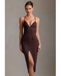 Oh Polly - Plunge-Neck Backless Midaxi Dress - Lyst