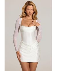 Oh Polly - Embellished Long-Sleeve Draped Mini Dress - Lyst