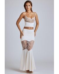 Oh Polly - Lace Panel Fishtail Maxi Skirt - Lyst