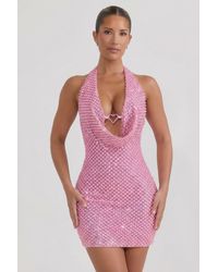 Oh Polly - Embellished Heart-Detail Cowl-Neck Mini Dress - Lyst