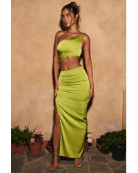 Oh Polly - Ruched Asymmetric-Waist Maxi Skirt - Lyst