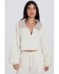 BO+TEE - Soft Knit Layered Collar Cropped Jumper - Lyst