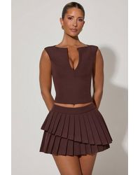 Oh Polly - Layered Pleated Low-Rise Mini Skirt - Lyst