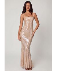 Oh Polly - Embellished Square Neck Lace Gown - Lyst