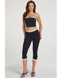 Oh Polly - Modal Lace-Trim Mid-Rise Capri Leggings - Lyst