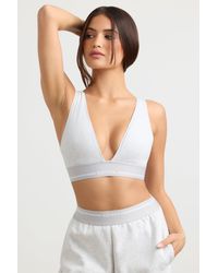 BO+TEE - Stretch Cotton Jersey Plunge-Neck Crop Top - Lyst