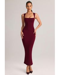 Oh Polly - Modal Square-Neck Bodycon Midi Dress - Lyst