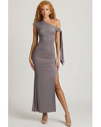 Oh Polly - Off-Shoulder Ruched Tie-Detail Maxi Dress - Lyst
